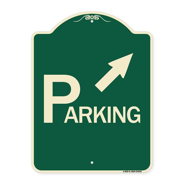 Parking W/ Arrow Pointing to Top Right Heavy-Gauge Aluminum Sign, 24" x 18", G-1824-24516